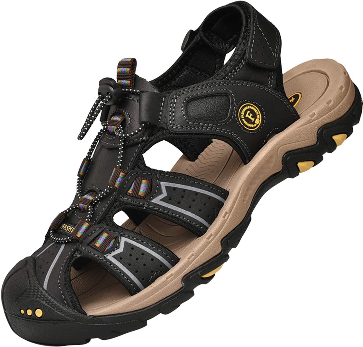 Lvptsh Men's sandals, trekking sandals, hiking sandals, outdoor shoes, summer casual shoes, leather, beach sandals - ShopVlot