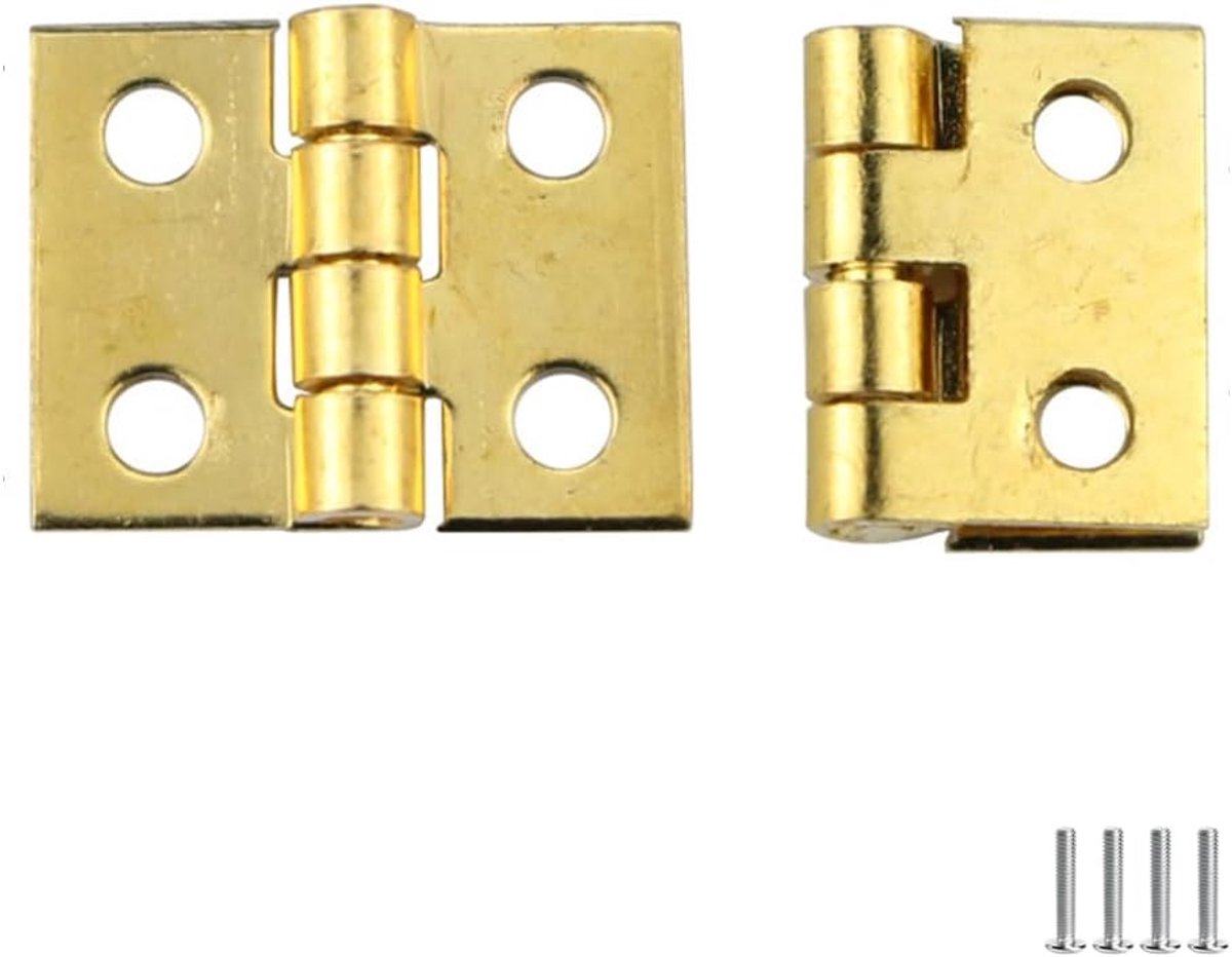 50 Stuks Mini Messing Scharnieren Miniatuur Meubelkast Kast Kleine Mini Scharnieren voor DIY Mini Montage Houten - ShopVlot