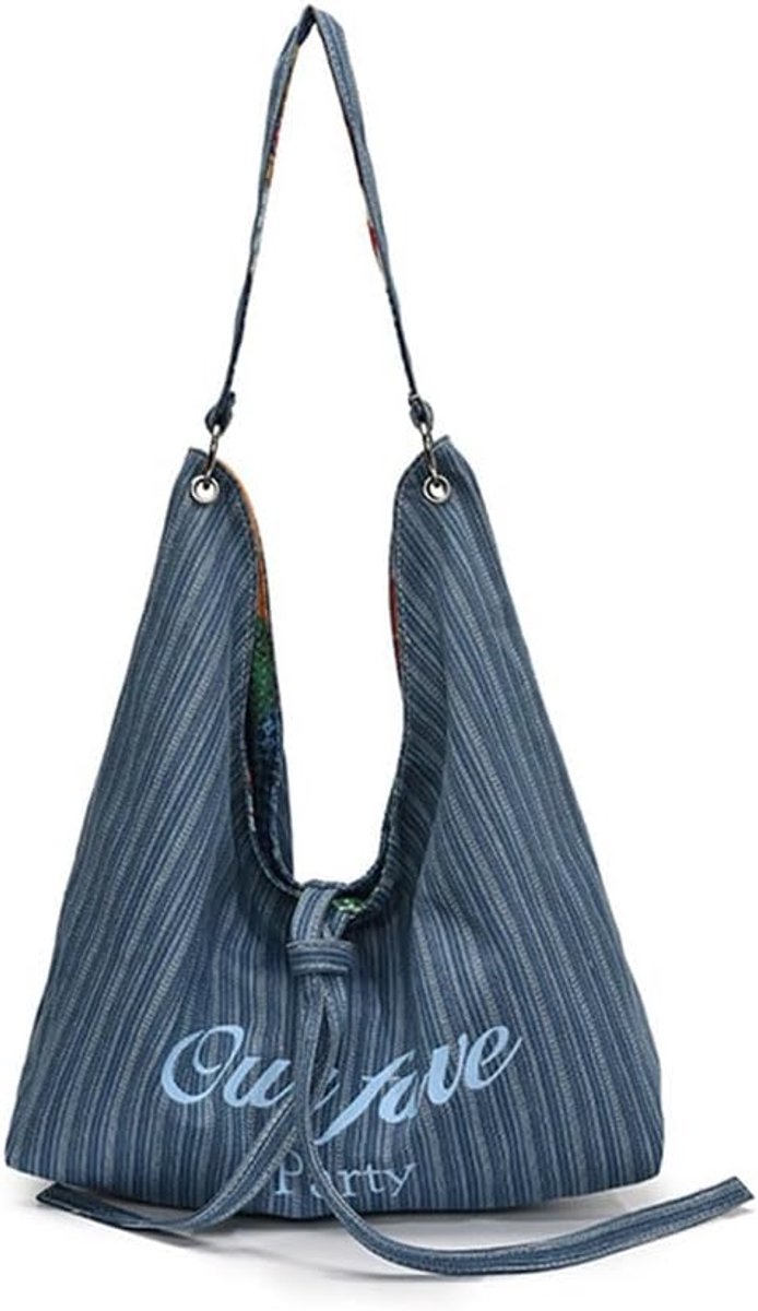 Omkeerbare Schoudertas Dames Canvas Tote Bag Vroumen met Etnisch Patroon met Letterprint Grote Reistas - ShopVlot