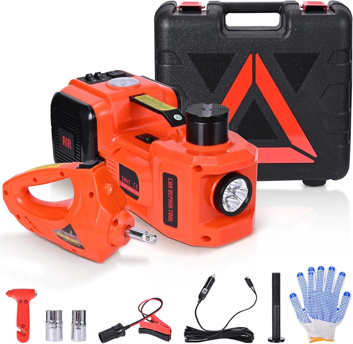 Electric Hydraulic Jack 5T Electric Jack with Electric Impact Wrench, Lifting Range 15-53 cm, Charger with Inflatable - ShopVlot