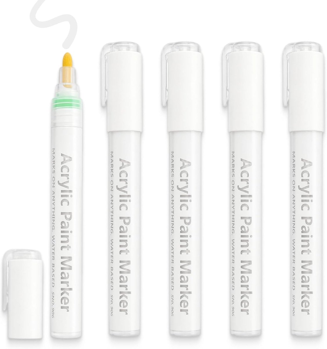 Acrylmarkers 5 stuks - wit - dekkend en sneldrogend - ideaal voor creatief knutselen - ShopVlot