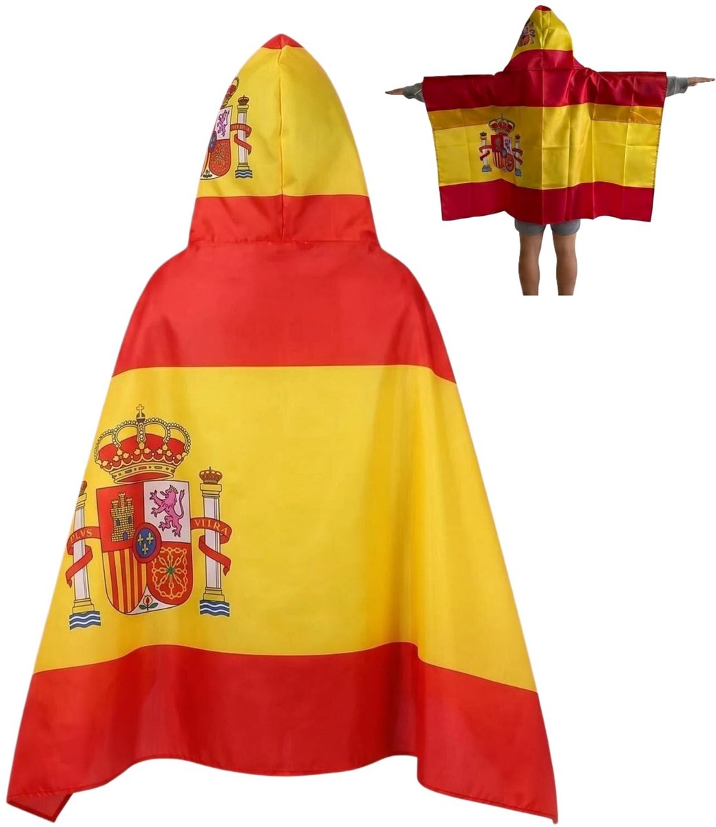 Vlaggencape - Spanje - 150 x 90 cm - 100% Polyester - Voor Volwassenen