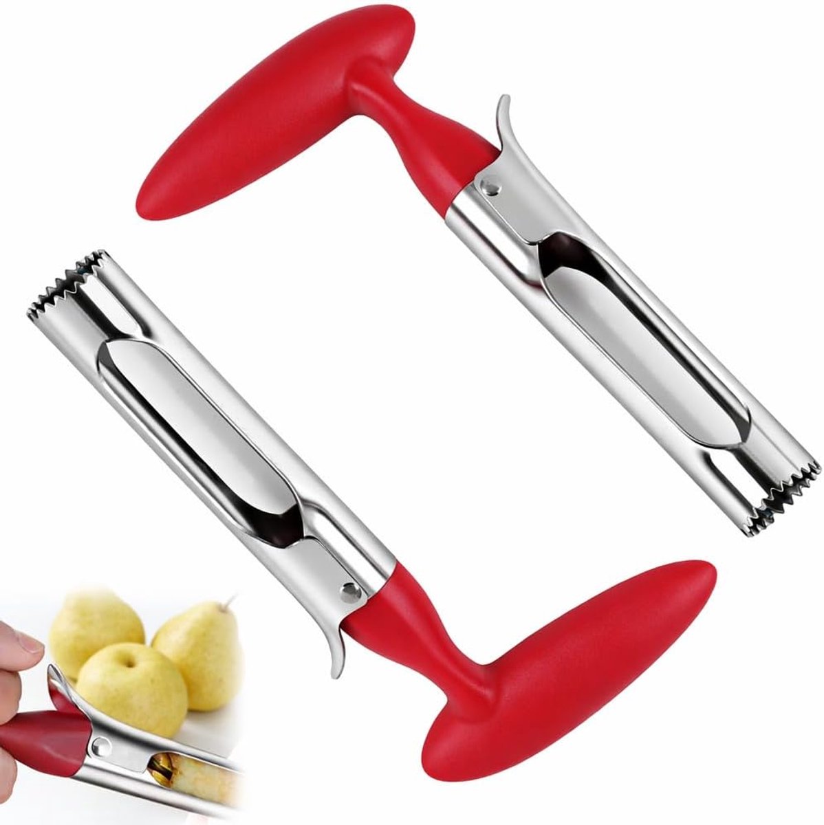 Appelontpitter set - 18 cm - roestvrij staal - ergonomische handgrepen - eenvoudig pitten verwijderen - ShopVlot