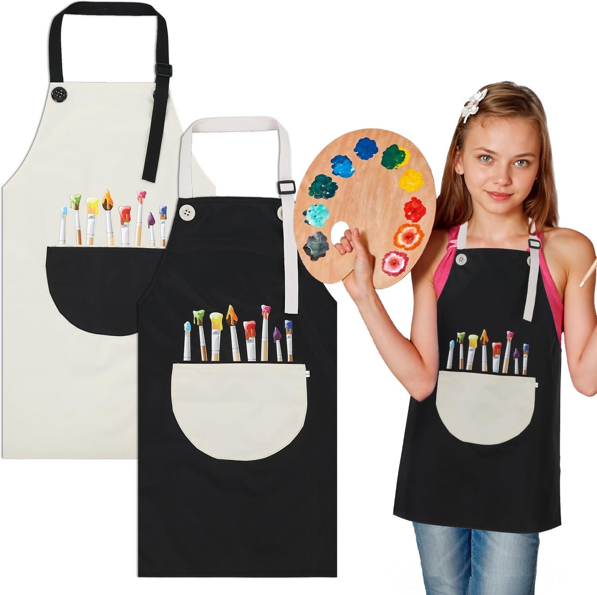 Solidchoice - 2 Stuks Waterdichte Kinderschorten voor Creatieve Activiteiten