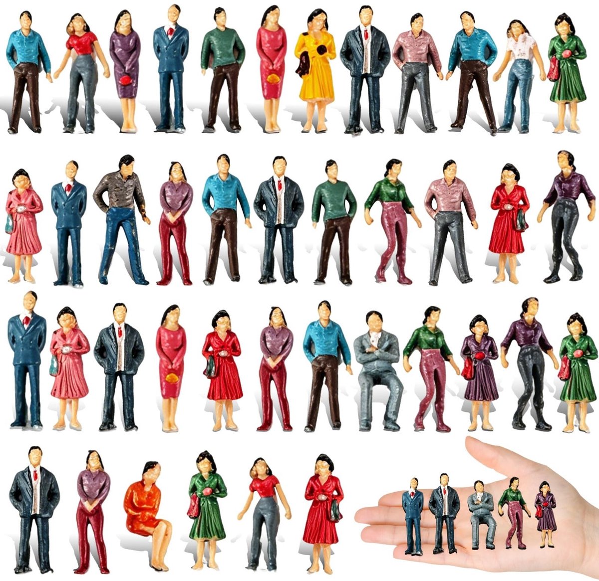 Solidchoice - Set van 50 Miniatuurfiguren in Diverse Houdingen 1:50