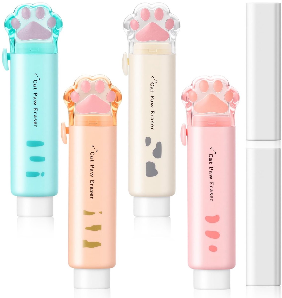 Solidchoice - Set van 4 Schattige Kattenpoten Gummen voor School en Kantoor