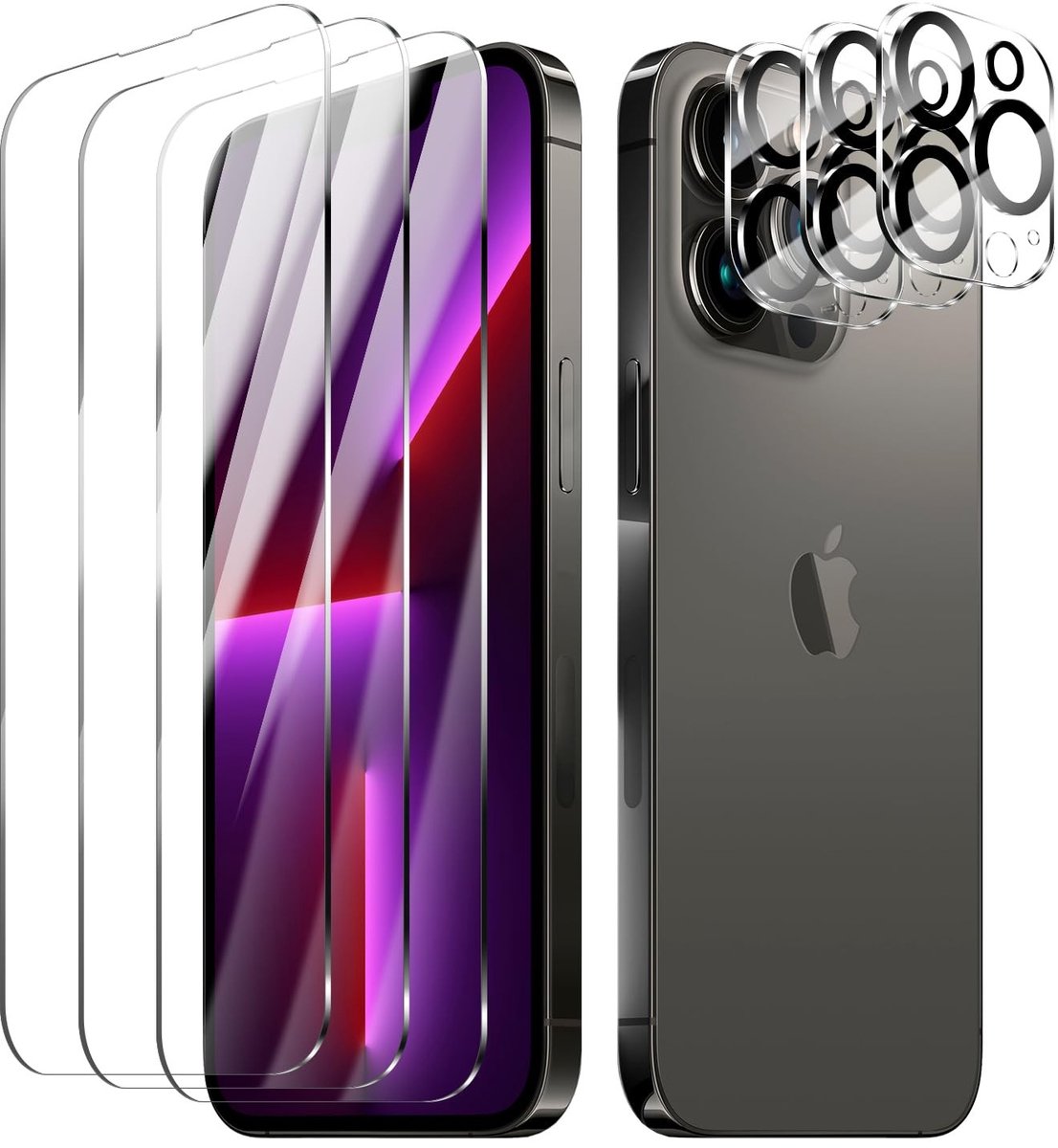 Solidchoice - 3 Stuks Screen Protectors en Camera Lens Beschermers voor iPhone 13 Pro