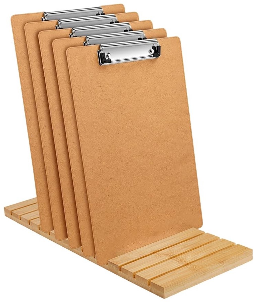 Solidchoice - Bamboe Clipboardhouder met 13 Vakken voor Documenten