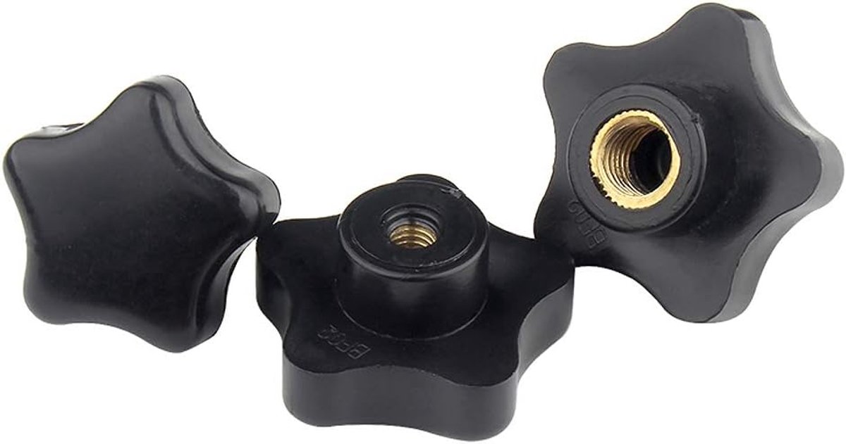 Tension nuts M10 5pcs - zwarte kunststof sterknoppen - comfortabel grip - voor machinegereedschap - ShopVlot