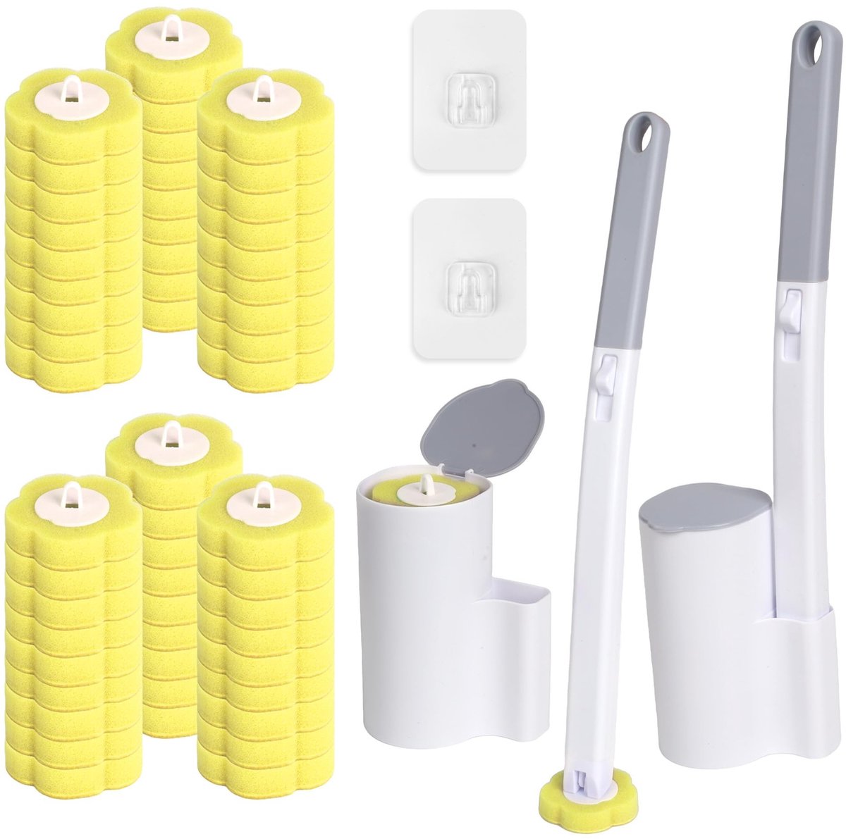 Solidchoice - Set van 2 Wegwerptoiletborstels met Handgreep en Houder