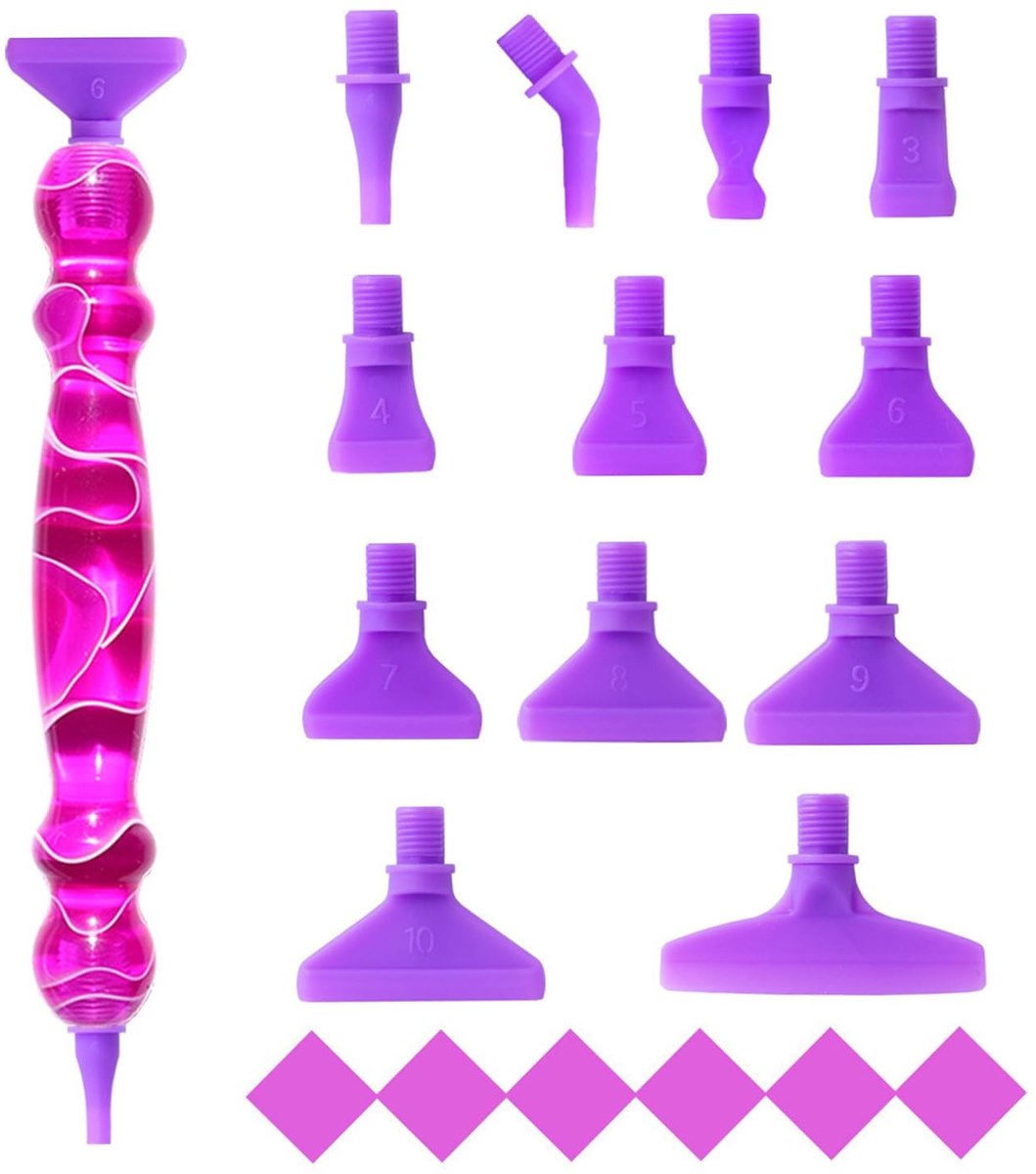Solidchoice - 5D Diamantverf Stift met 12 Reservekoppen voor Creatieve Projecten