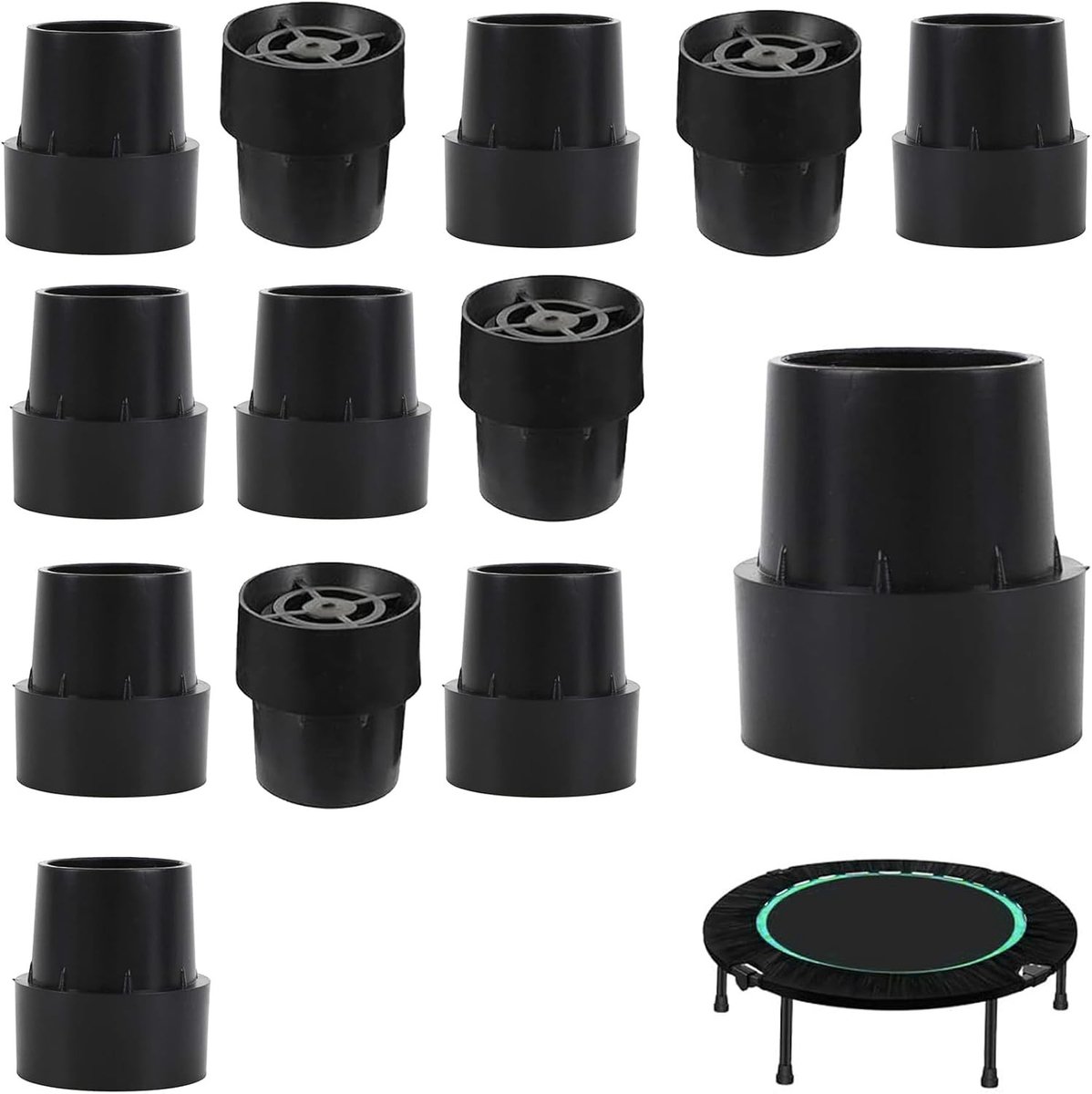 Trampolinepootdoppen - Zwart - Rubber - Voor Trampolines, Krukken en Stoelen