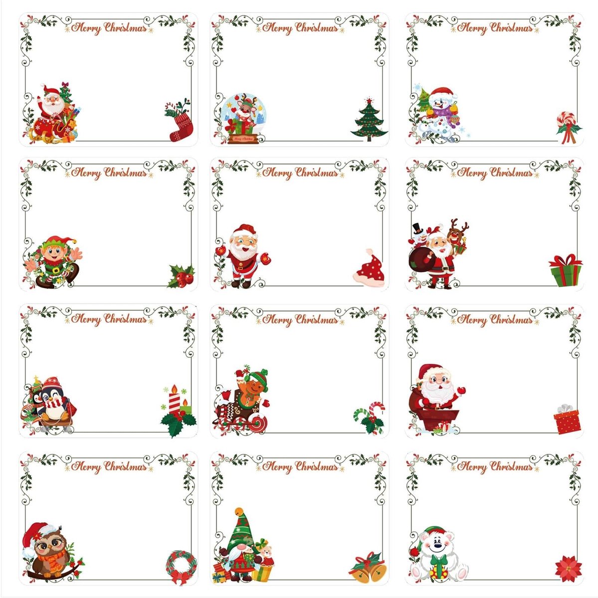 Solidchoice - Set van 180 Zelfklevende Kerstlabels voor Cadeaus