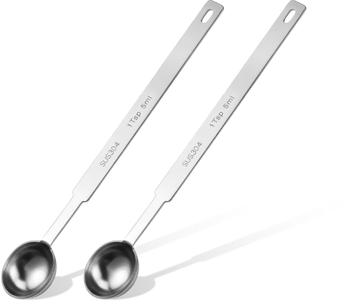 Solidchoice - 2 Stuks RVS Maatlepels met Lange Handgreep voor Nauwkeurige Metingen