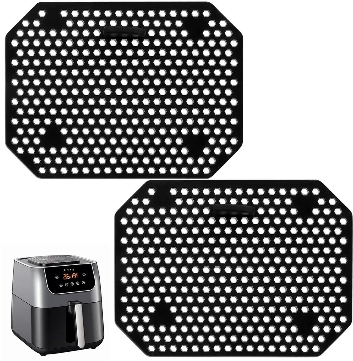 Solidchoice - 2 Stuks Herbruikbare Siliconen Spatbescherming voor Airfryer