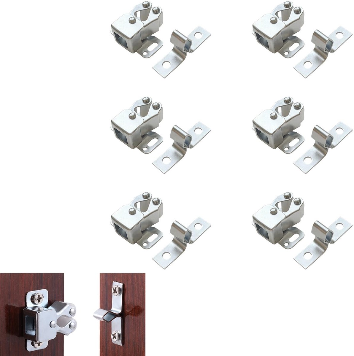 Solidchoice - Set van 6 Meubelsnappers met 30 Schroeven voor Kastdeuren