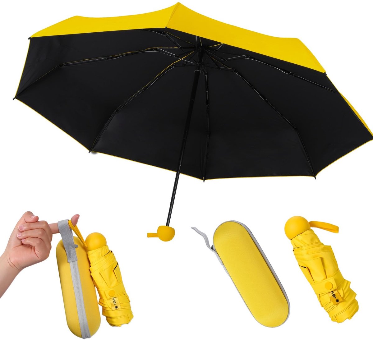 Solidchoice - Opvouwbare Mini-Paraplu met UV-Bescherming en Tas, Ideaal voor Reizen