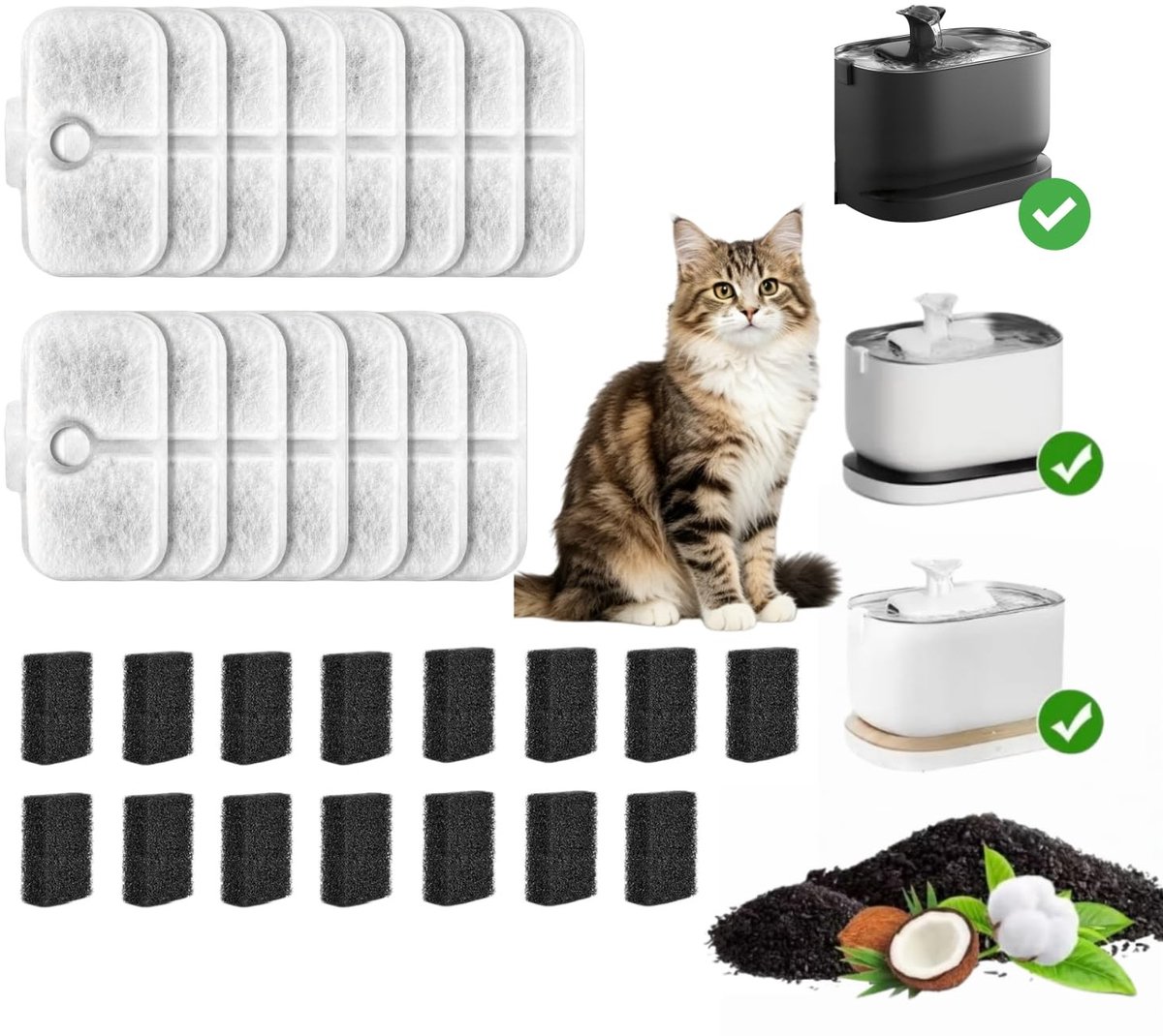 Solidchoice - Set van 30 Vervangingsfilters voor Katten Drinkfonteinen