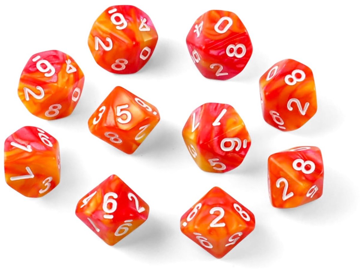 Solidchoice - Set van 10 Polyhedral Dobbelstenen voor Dungeons & Dragons