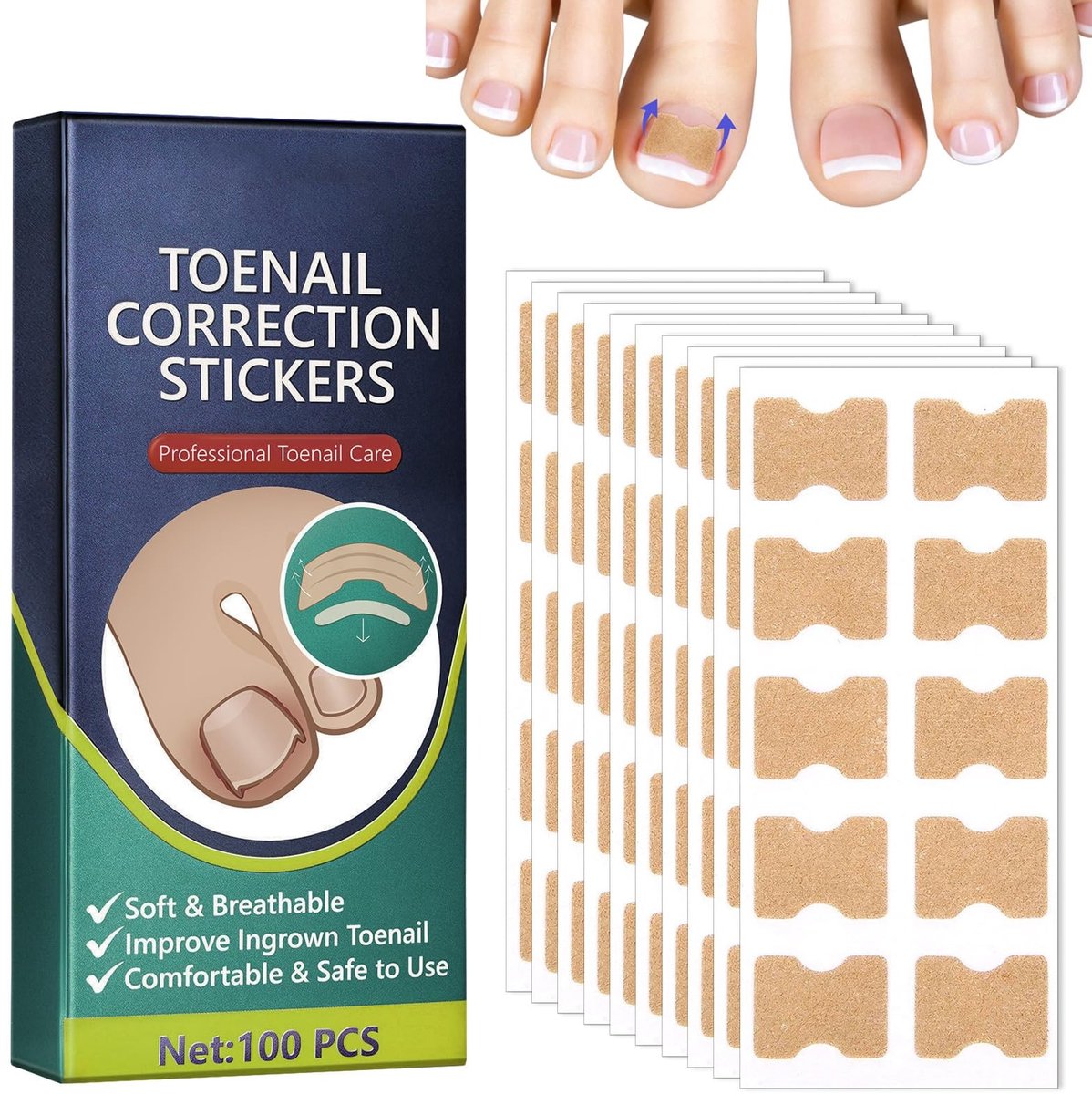 Solidchoice - 100 Stuks Corrigerende Plakstrips voor Teennagels