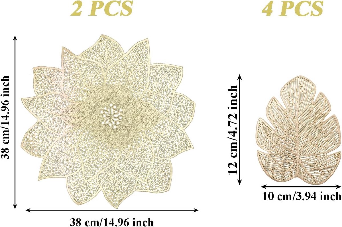 Ronde placemats set van 6 - Gouden placemat - Antislip en krasbestendig - Voor decoratieve tafels - ShopVlot