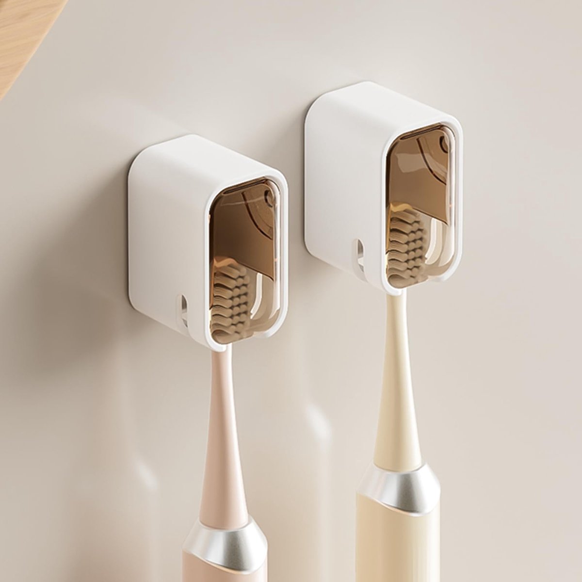 Solidchoice - 2 Stuks Wandbevestigde Tandborstelhouders met Deksel