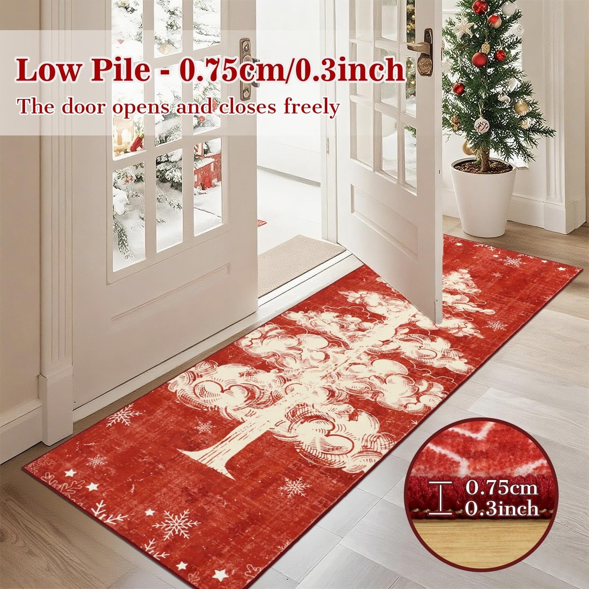 Solidchoice - Rood Kerst Loper Tapijt 60 x 180 cm van Faux Wol