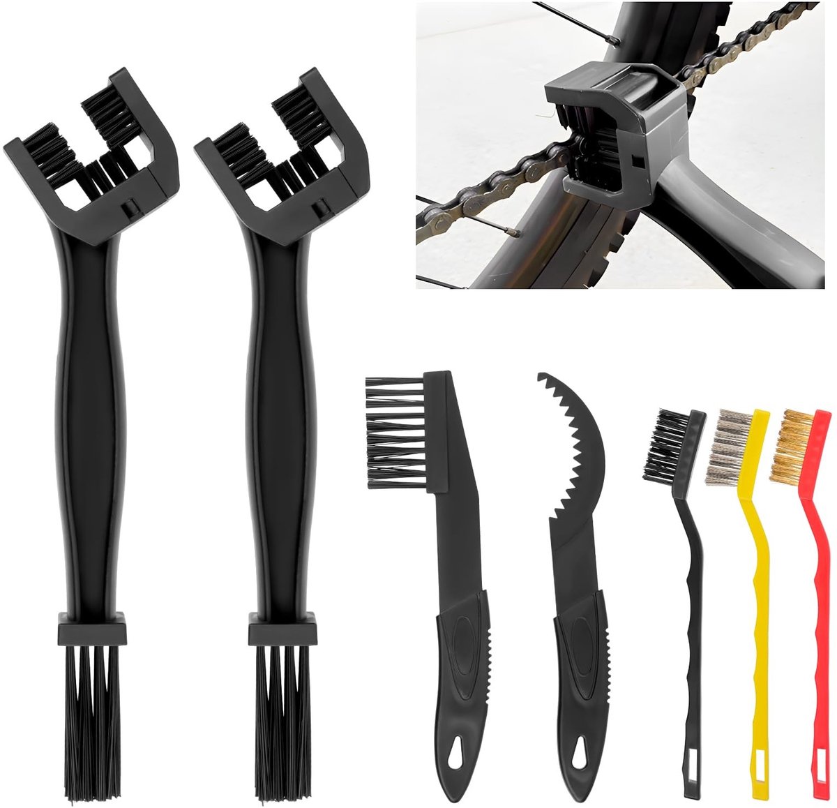 Solidchoice - Set van 7 Kettingreinigingsborstels voor Fietsen en Motoren