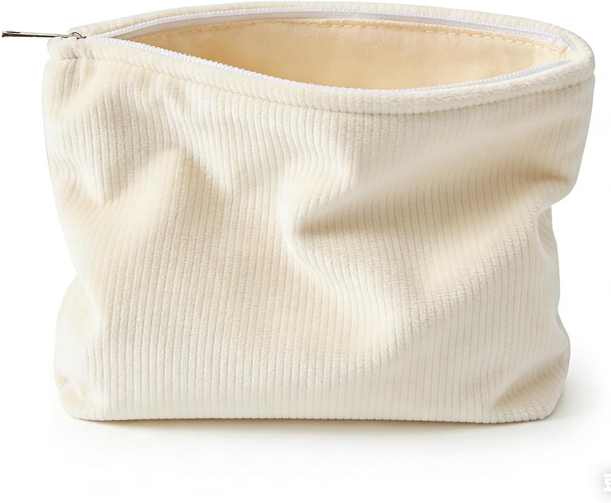 Mini-make-uptas klein - geribbeld fluweel - met rits - ruime opbergruimte - ShopVlot