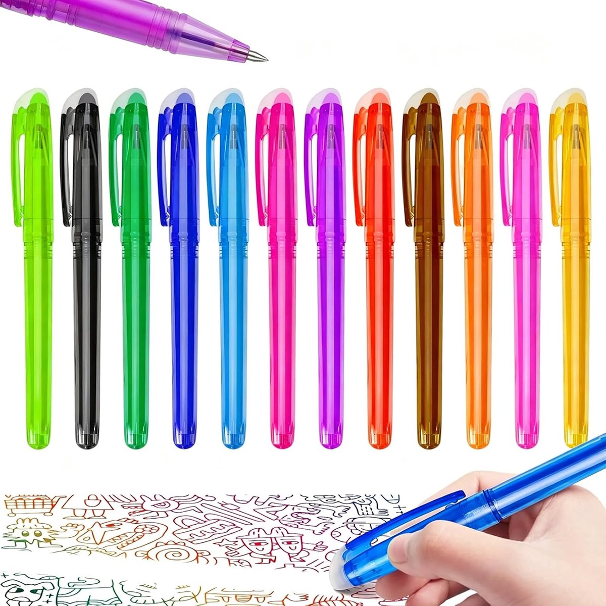 Uitwisbare balpen 0,5 mm - meerkleurige gelpen - lichte grip - perfect voor school en kantoor - ShopVlot