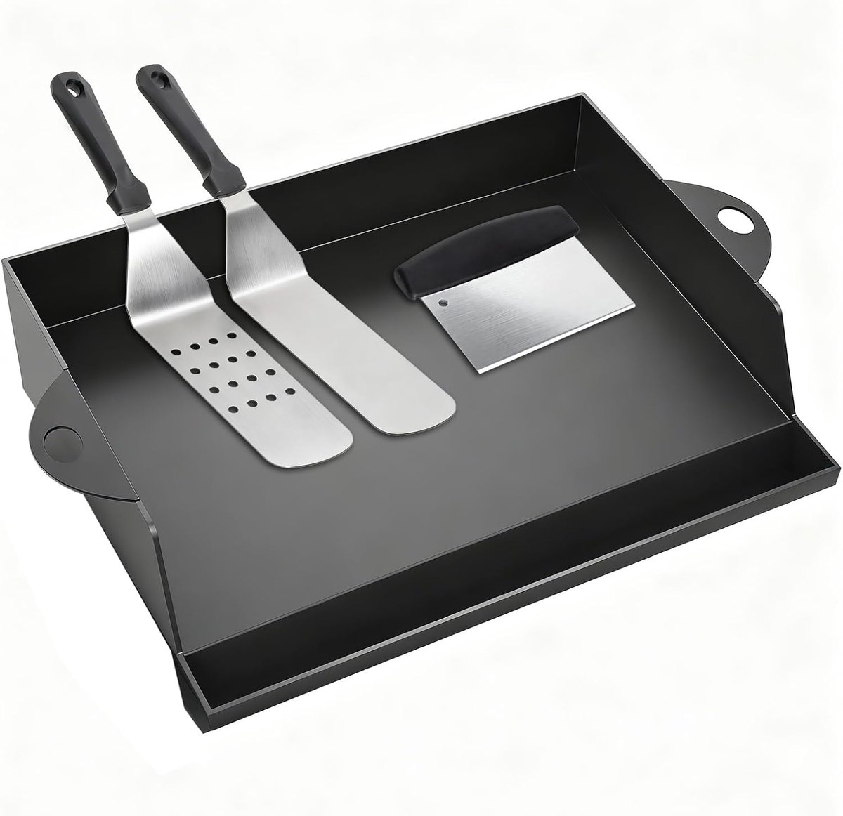Plancha grillpan voor gasbarbecues - geëmailleerd gietijzer - met grillspatel - ideaal voor perfecte grillresultaten - ShopVlot