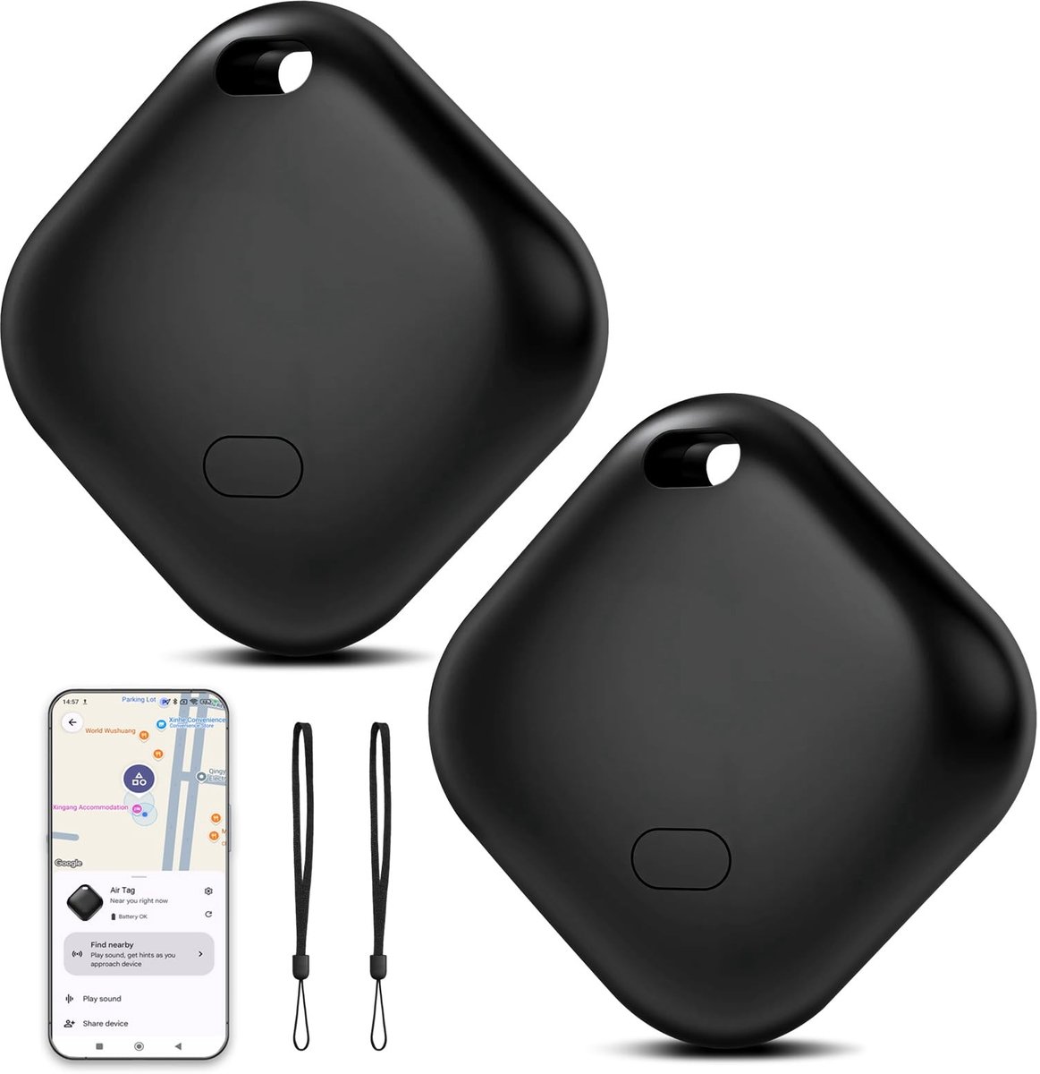Solidchoice - Set van 2 Bluetooth Sleutelvinders voor Android