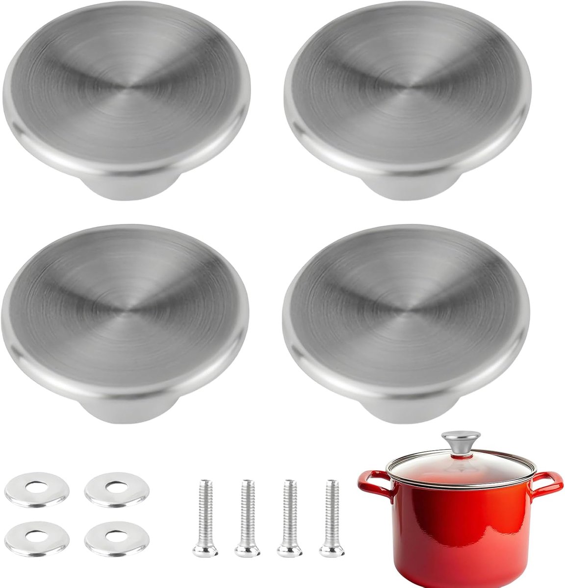 SnelShoppen - 4 stuks universele pan dekselknoppen, hittebestendige bakelieten handgrepen, vervangbare potdekselknoppen voor keuken en koken