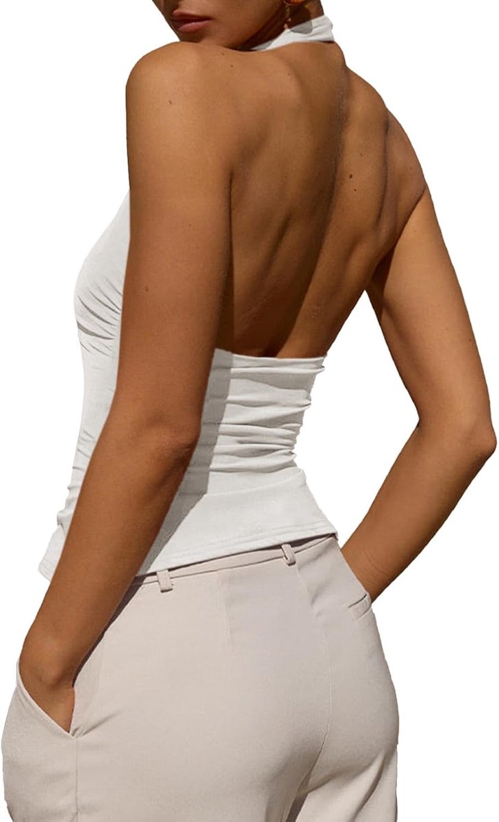Halternekkleding dames - sexy en backless - zomerpleated crop top - perfect voor een trendy look - ShopVlot