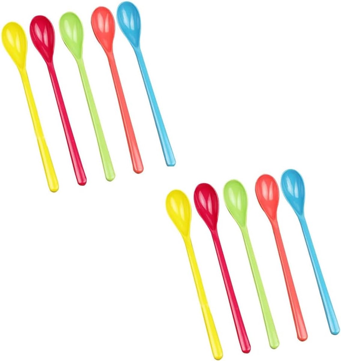 Plastic lepels met lange steel - kleurrijke set - vrolijke kleuren - ideaal voor ijscoupes - ShopVlot