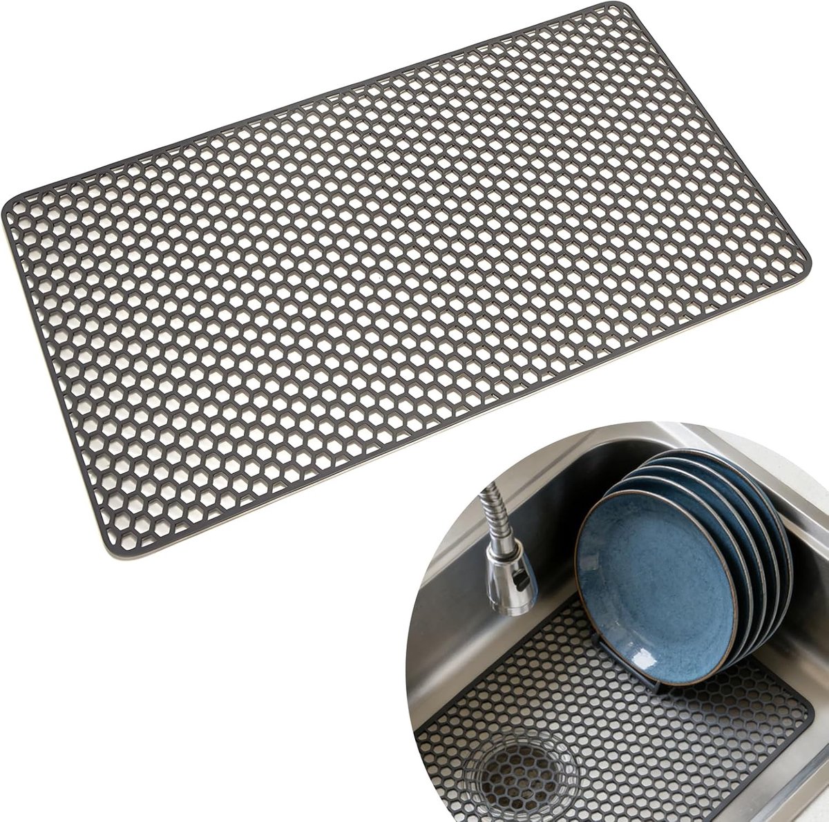 Siliconen afwasmat 72 x 40 cm - hittebestendig - antislip - beschermmat voor gootsteen - ShopVlot