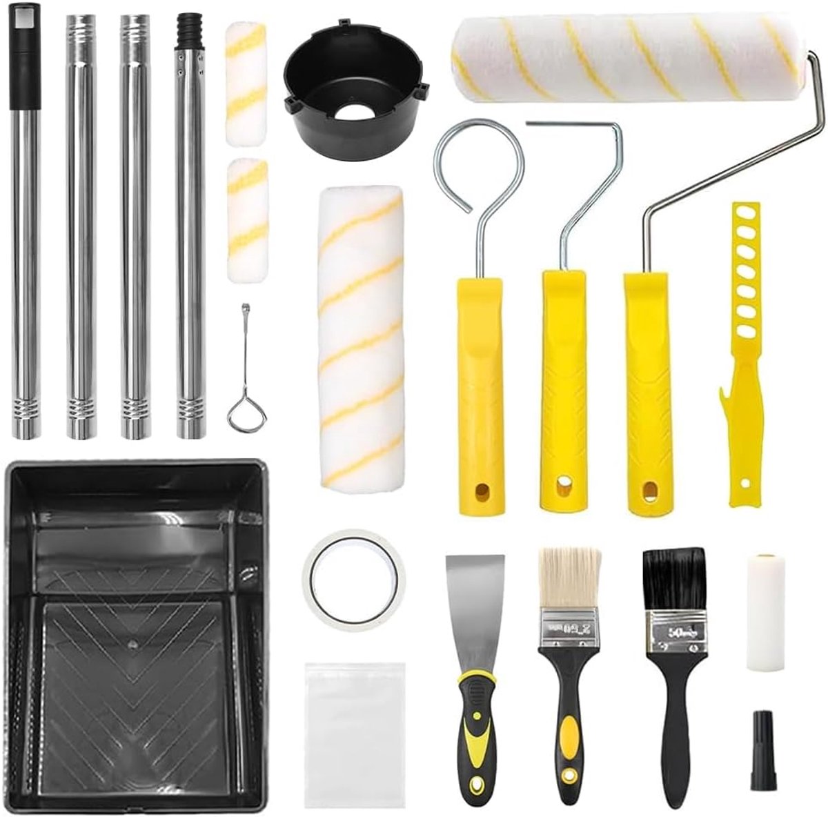 Verfroller Set 18-delig - Telescopische Stok - Inclusief Mini- en Grote Rollers - Perfect voor Muren - ShopVlot
