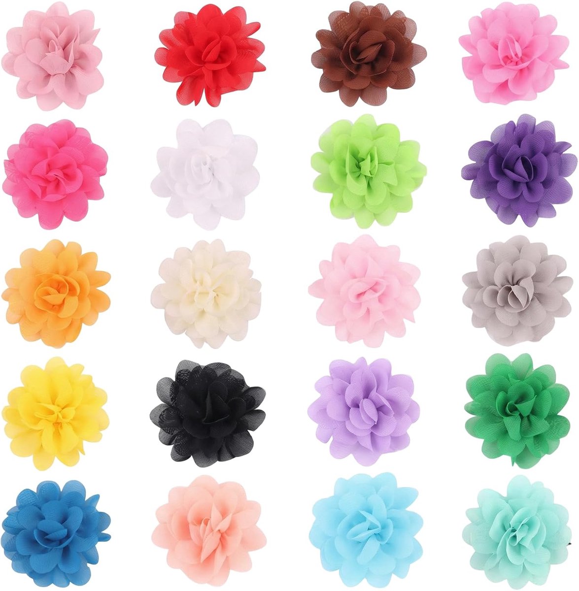 Haarspeldjes voor meisjes - 20 stuks - Chiffon bloemen - Kleurrijke haaraccessoires voor kinderen - ShopVlot