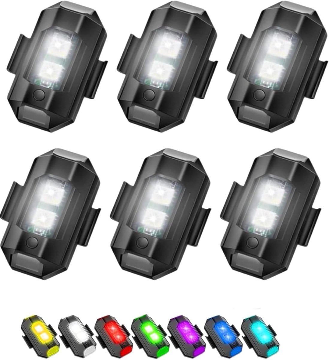 LED Stroboscoop Lichten voor Drones - 6 Stuks - 7 Kleuren en 7 Modus - Verhoog zichtbaarheid bij nachtvluchten - ShopVlot