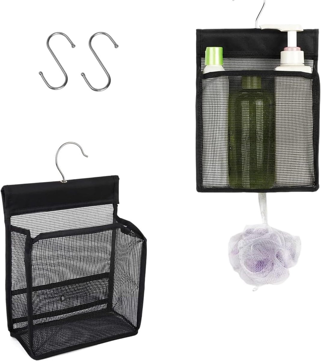 Klemmfix wasknijper mand - set van 2 - zwart PVC - ventilatiedesign - handig voor balkon en badkamer - ShopVlot