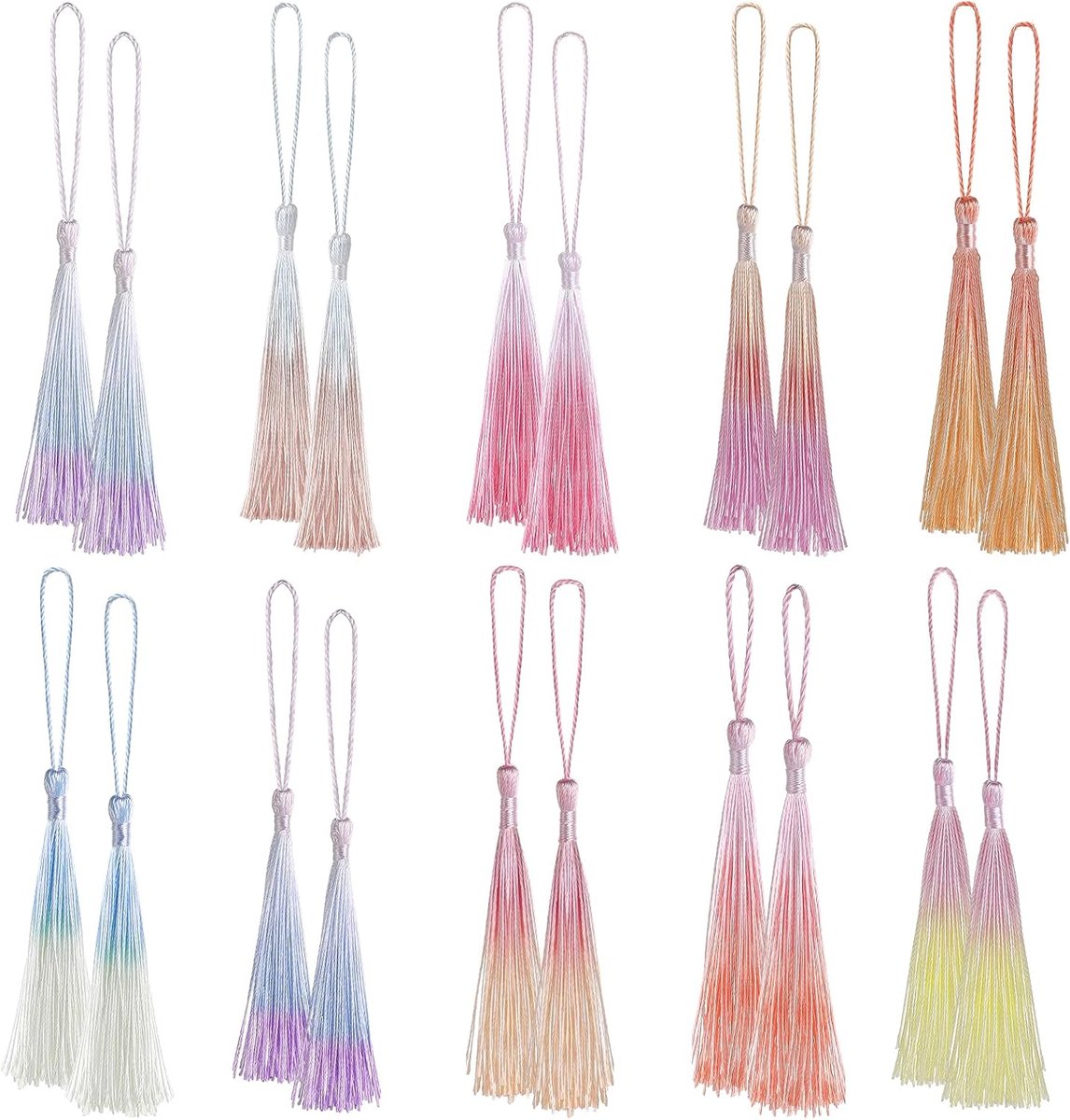 Boekenleggers 20St Mini Tassels - Kleurrijke Zijde - Handgemaakt - Ideaal voor Creatieve Projecten - ShopVlot