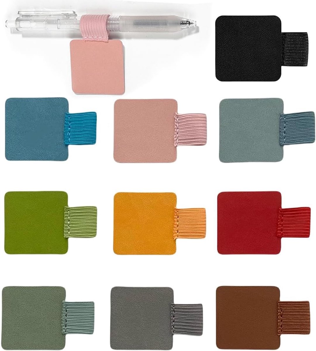 Penhouders voor notitieboek - set van 10 - faux leer - elastische penlus - functionele planneraccessoire - ShopVlot