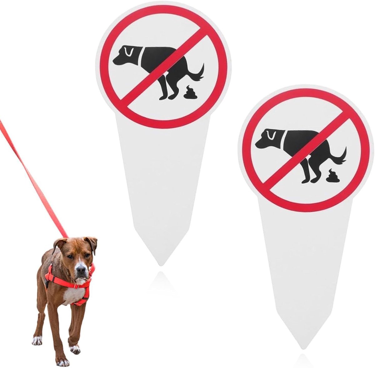 Hondenbordje 15 x 15 cm - pvc-sticker - verbod op poep en pipi - voor schone omgeving - ShopVlot