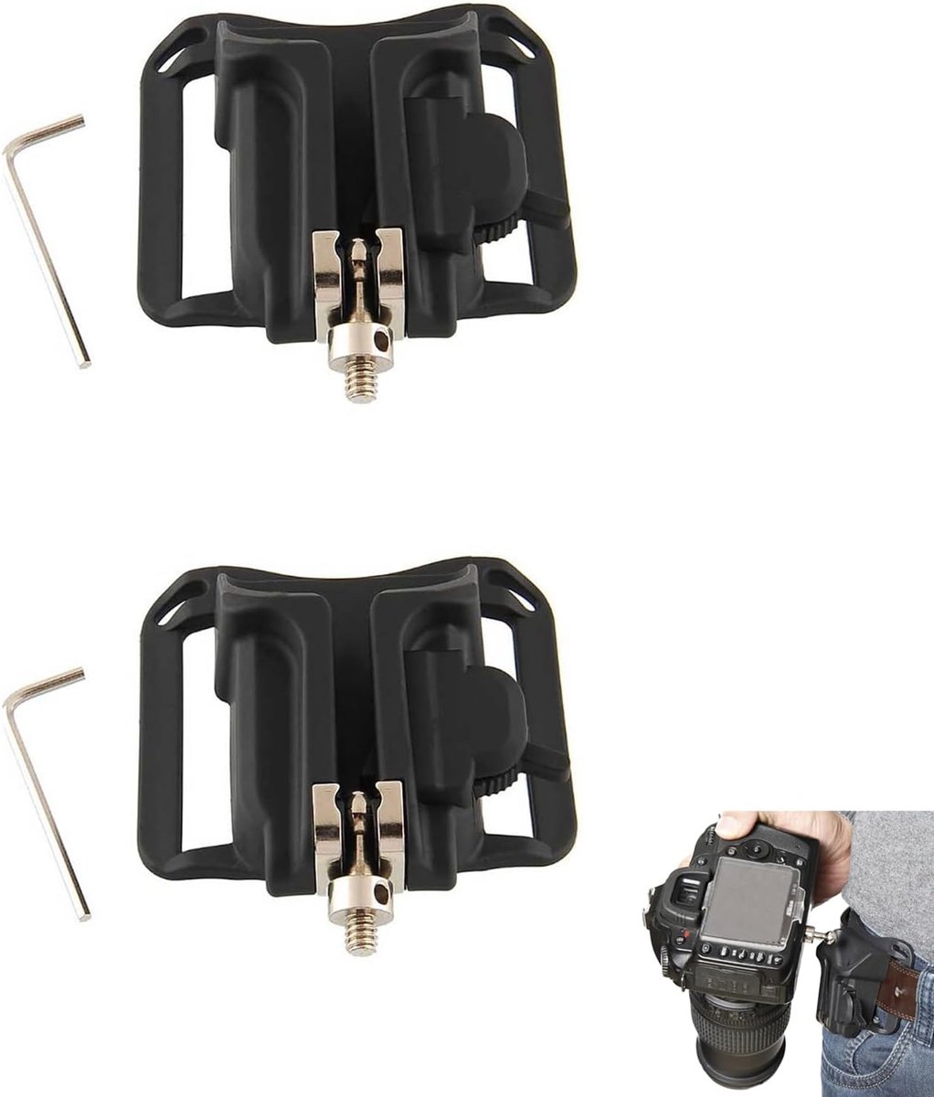 Camera mount clip 2 stuks - zwart - SLR camera houder - voorkomt camerabeschadiging - ShopVlot