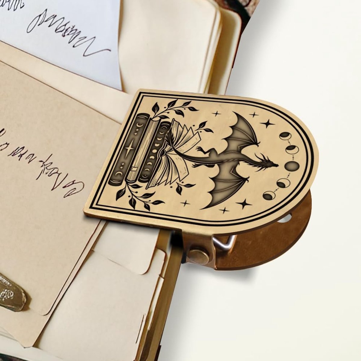 Reisdagboek clip 4,5 x 4 x 2,7 cm - antiek brons - fantasiedrache design - perfect voor journaling - ShopVlot