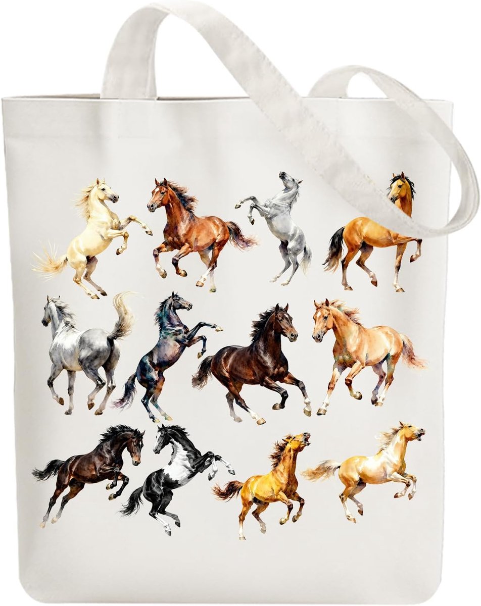 Tote Bag voor Vrouwen 38 x 40 cm - Geprinte Canvas Tas - Schattige Dieren - Herbruikbaar voor Winkelen - ShopVlot