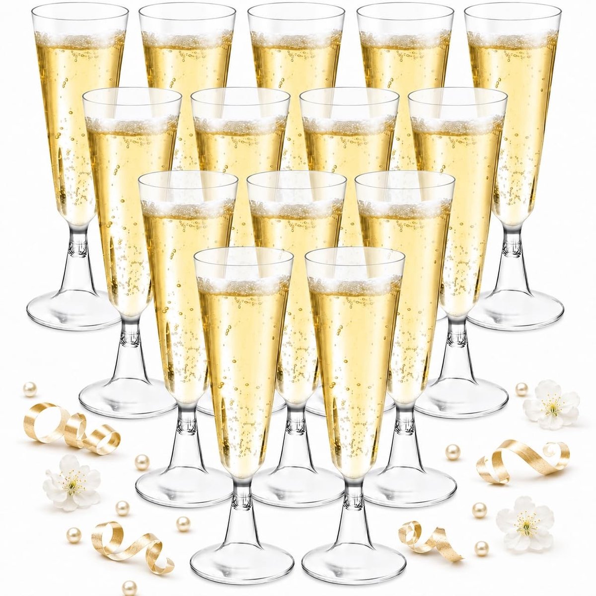 Solidchoice - 50 Stuks Herbruikbare Plastic Champagneglazen 150 ml