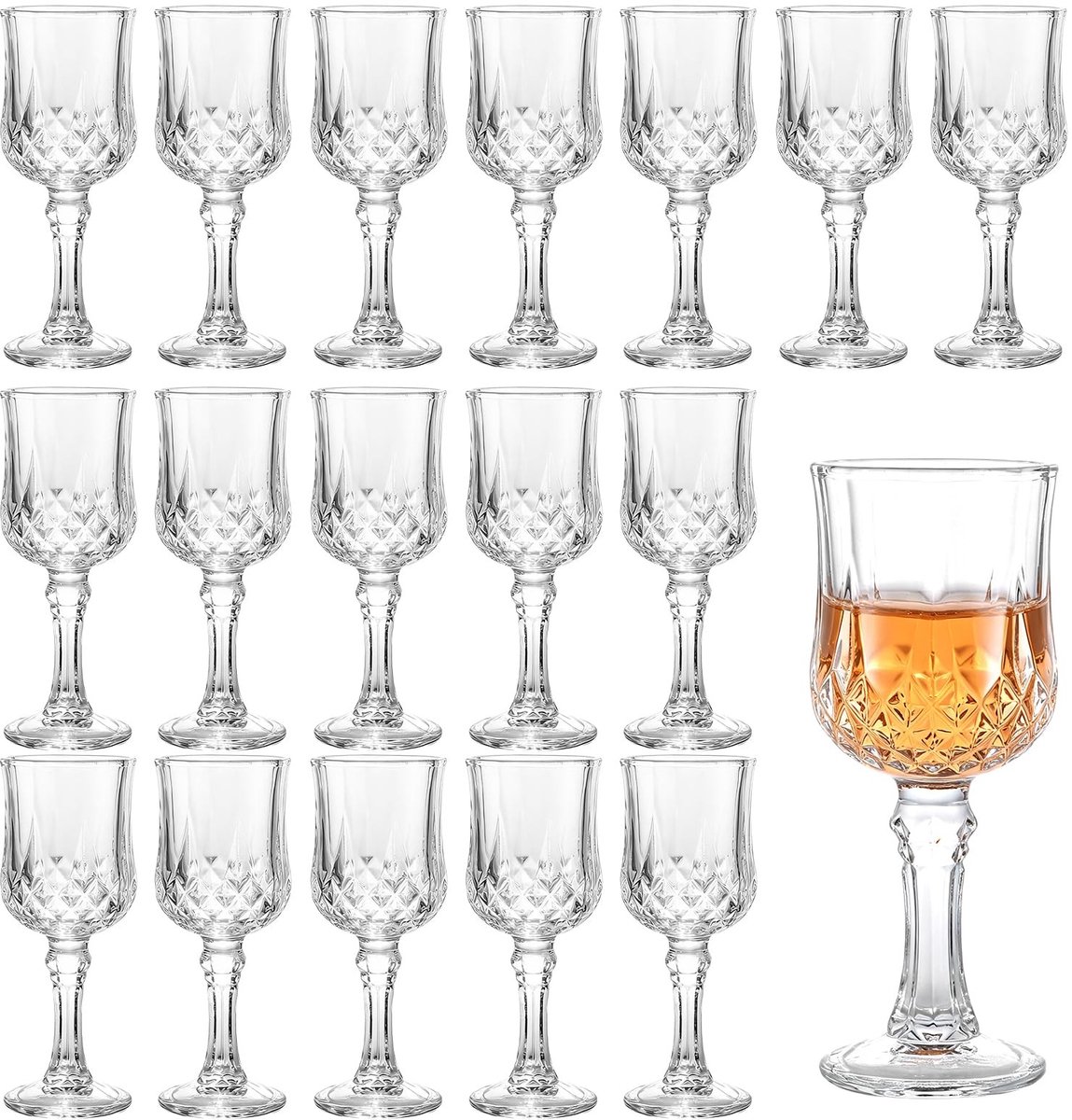 Solidchoice - Set van 18 Shotglazen met Handvat en Diamantpatroon