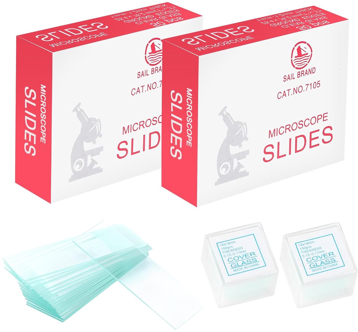 Microscoop slides 100 stuks 25,4 x 76,2 mm - Dekglazen 200 stuks 18 x 18 mm - Hoogwaardig optisch glas - ShopVlot