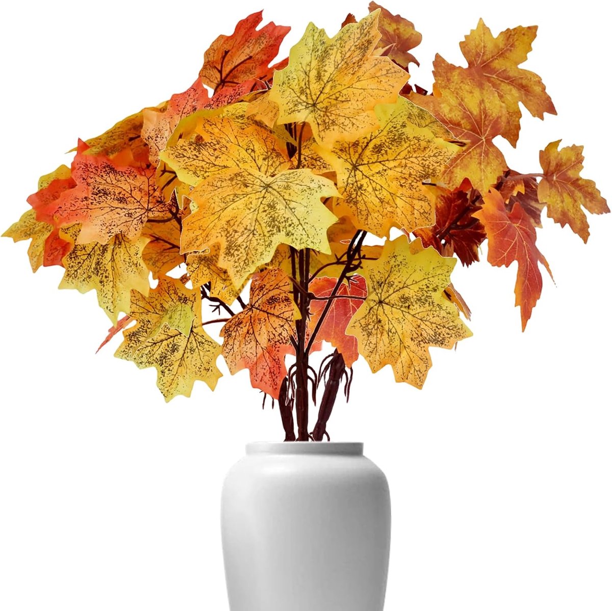 Kunstmatige esdoornbladeren - Set van 3 - Herfstkleuren - Creëer een warme sfeer - ShopVlot